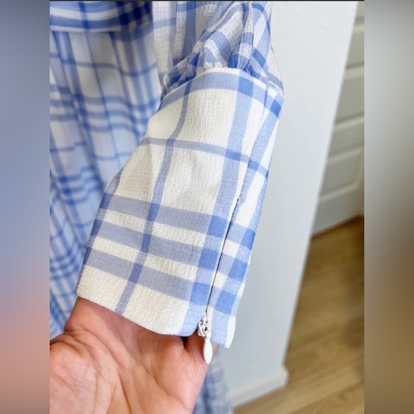 Bec + Bridge Alexa Blue White Gingham V Neck Belted Maxi Dress US 2 - Picture 11 of 14